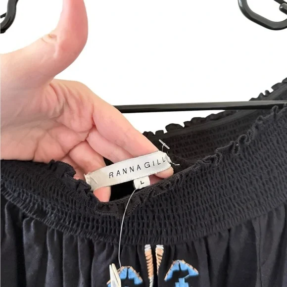 Anthropologie NEW Ranna Gill Grete Embroidered Navy Dress